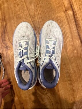 New Balance White and Light Blue Cushioned Running Sneakers